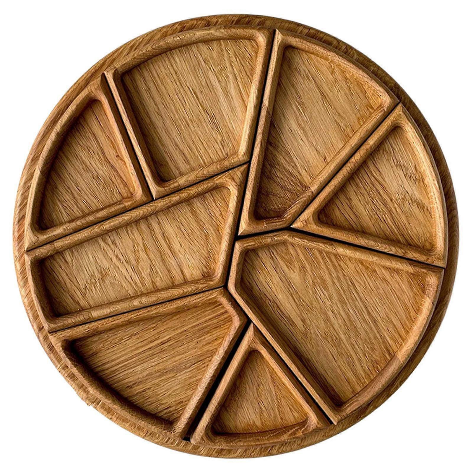 Wooden Divided Serving Tray 8-Segment Removable Compartments, Versatile Snack & Dessert Platter for Parties, Picnics & Home