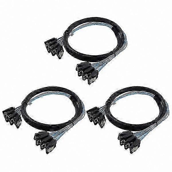 SATA Cable 3-Pack, 6 Gbps High-Speed Data Transfer, 4 Ports per Set, Durable and Reliable for Server Use, 0.5M Length
