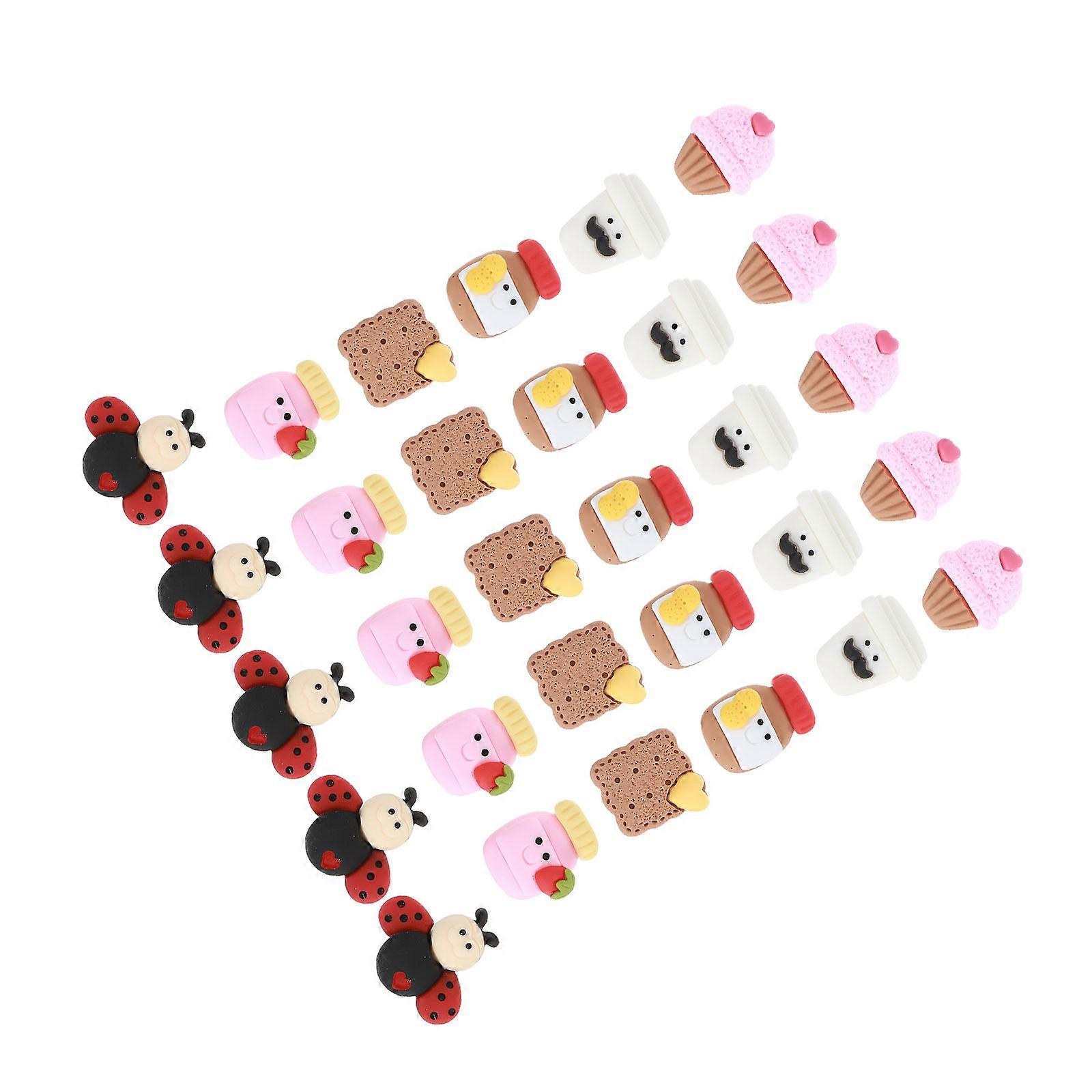 Glue Resin Accessories for Decor 30Pcs Cartoon Style