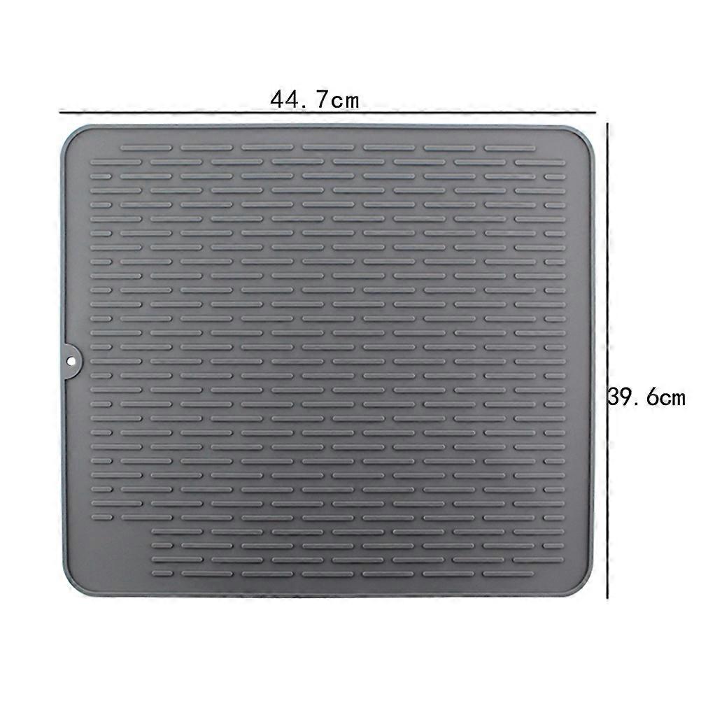 Bar Silicone Drain Pad Deep Grooves Drain Tray for Kitchen Counter Grey Air Circulation 1Pcs