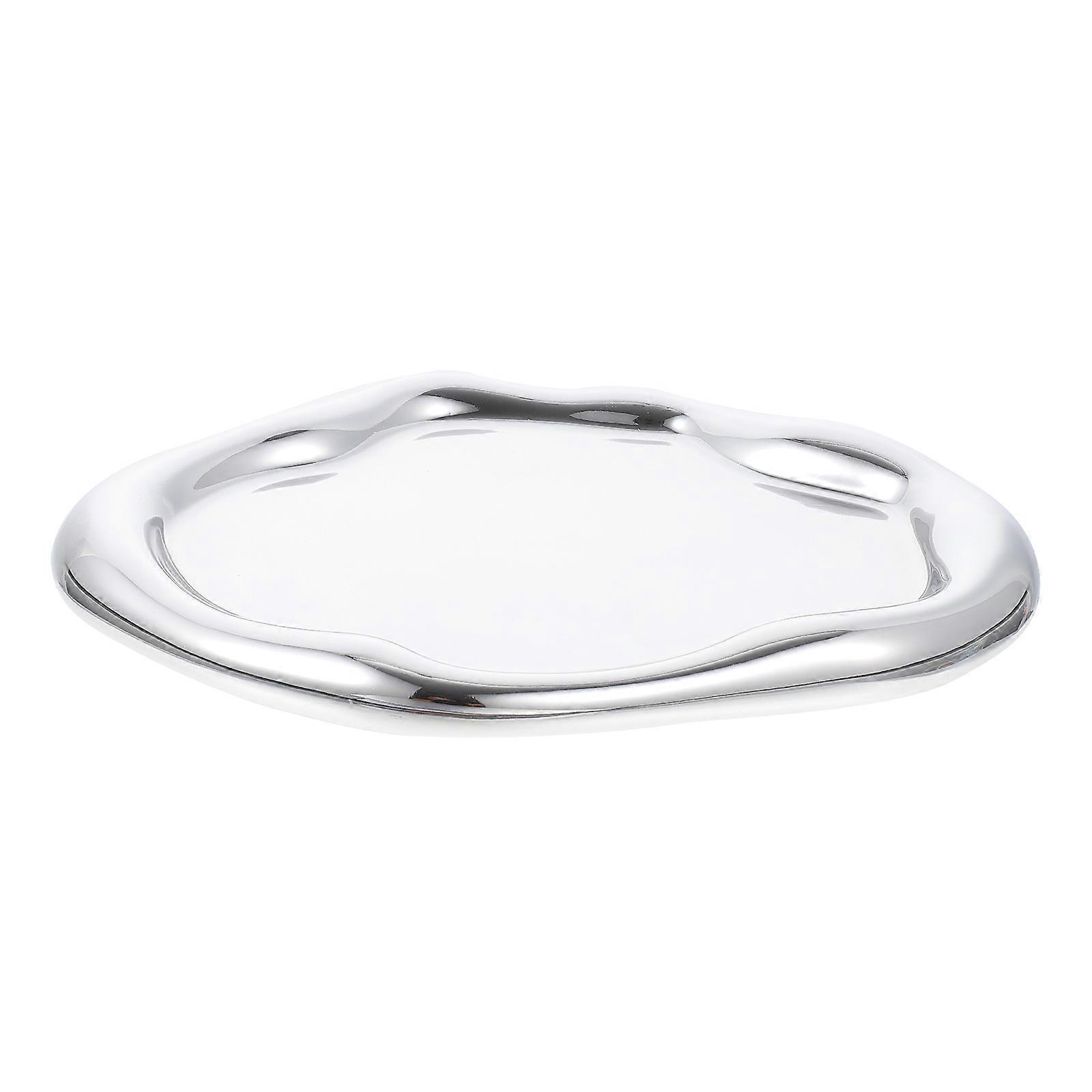 Ceramic Storage Tray Silver Electroplated Plate for Storage 1 Piece