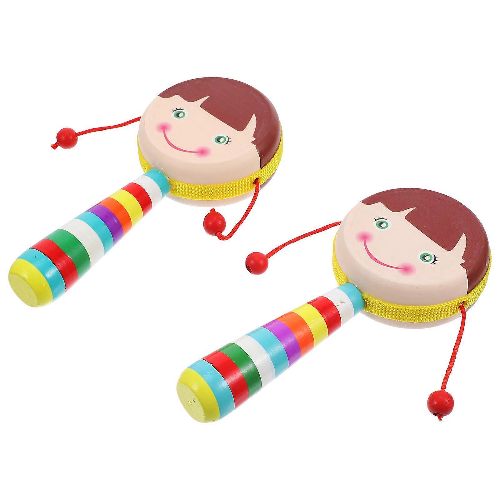 Cartoon Design Wooden Hand for Kids Use 2Pcs Set