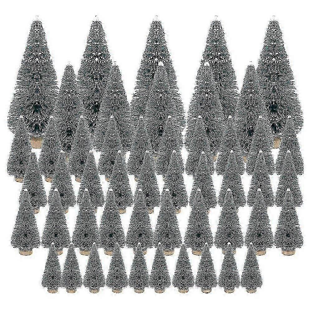 50pcs Miniature Artificial Christmas Trees with Snow Frosted Pine Decorations for DIY Party