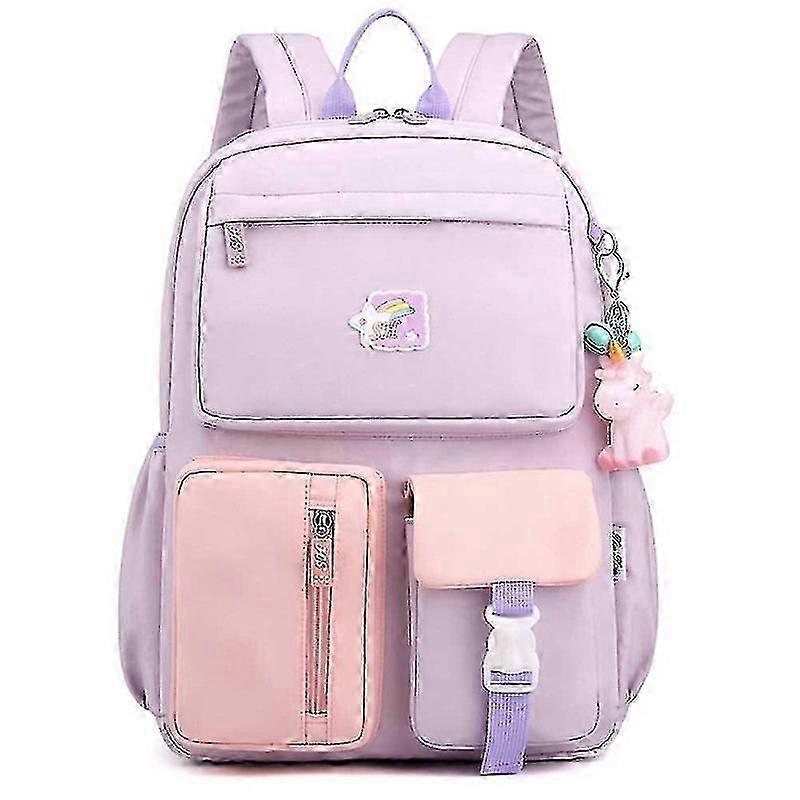 School Bag, Junior High School Students Backpack Trend Backpack Small Purple And Pink