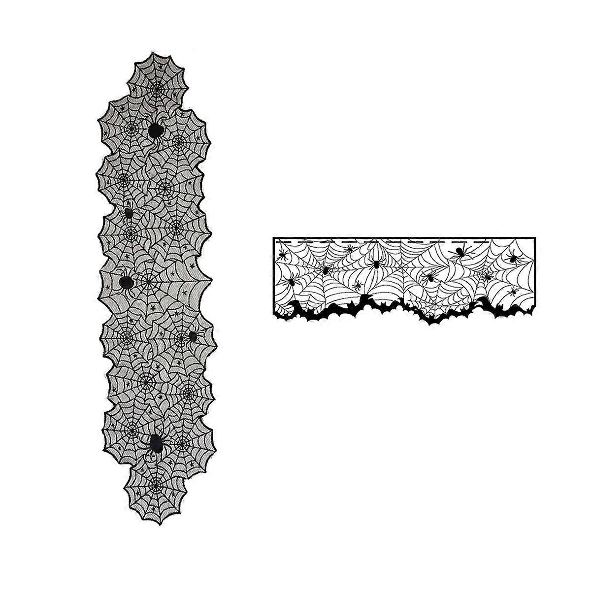 Halloween tablecloth Spider web towel table runner lampshade set A