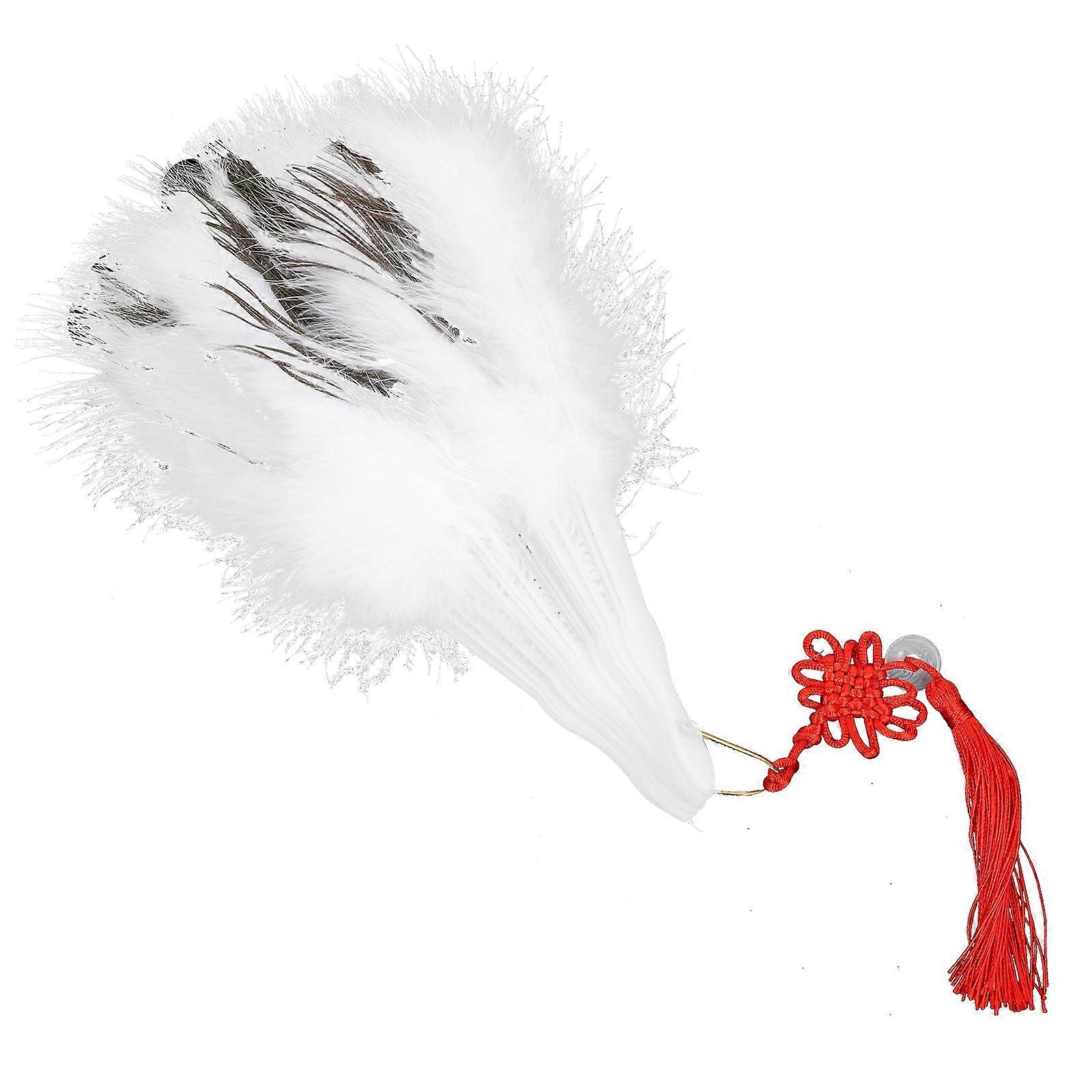 Delicate Plume Fan Folding Fan for Dance Performance Handheld