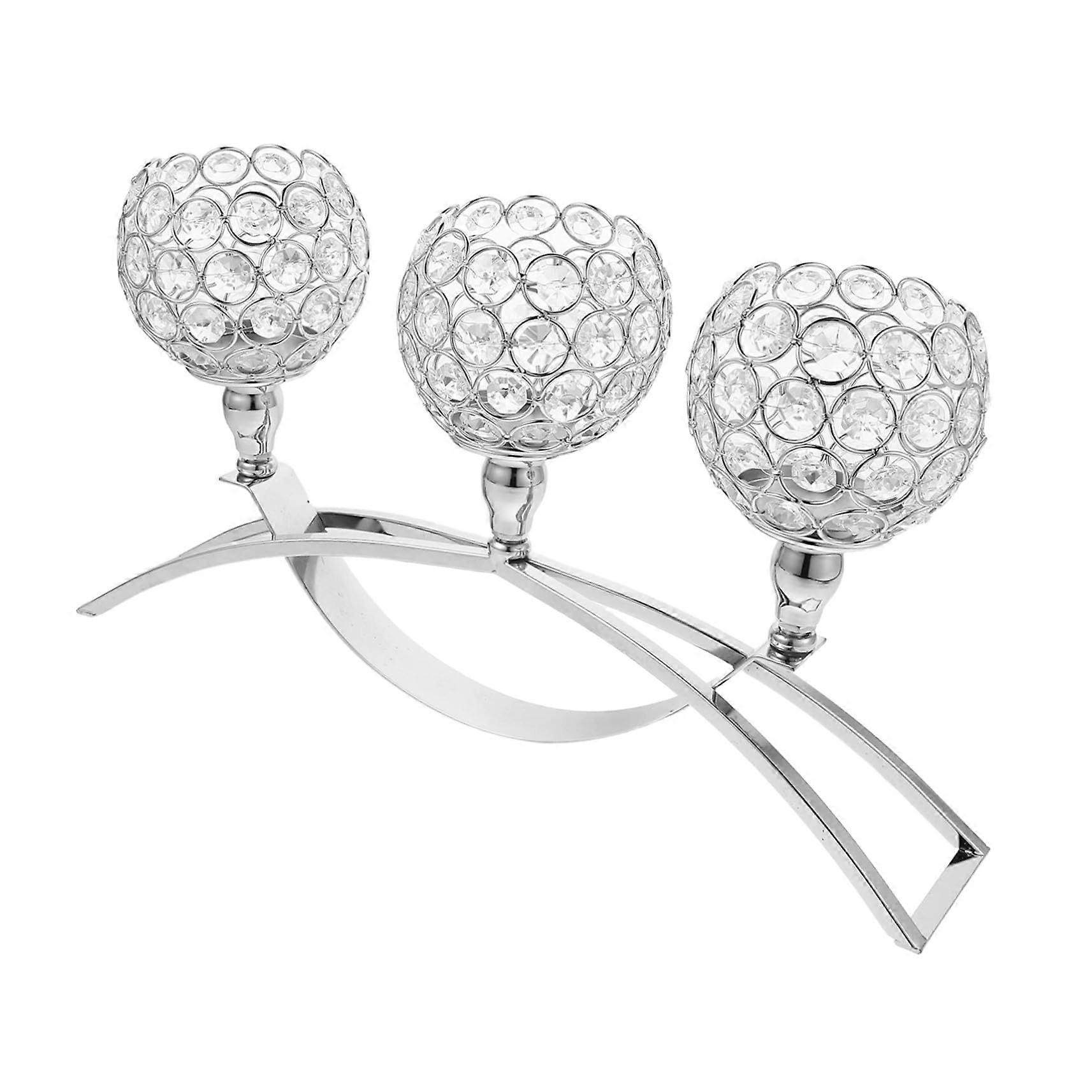 Arms Crystal Candelabra Stable Arch Bridge Design Transparency Crystal Tealight Holder For Wedding Centerpiece