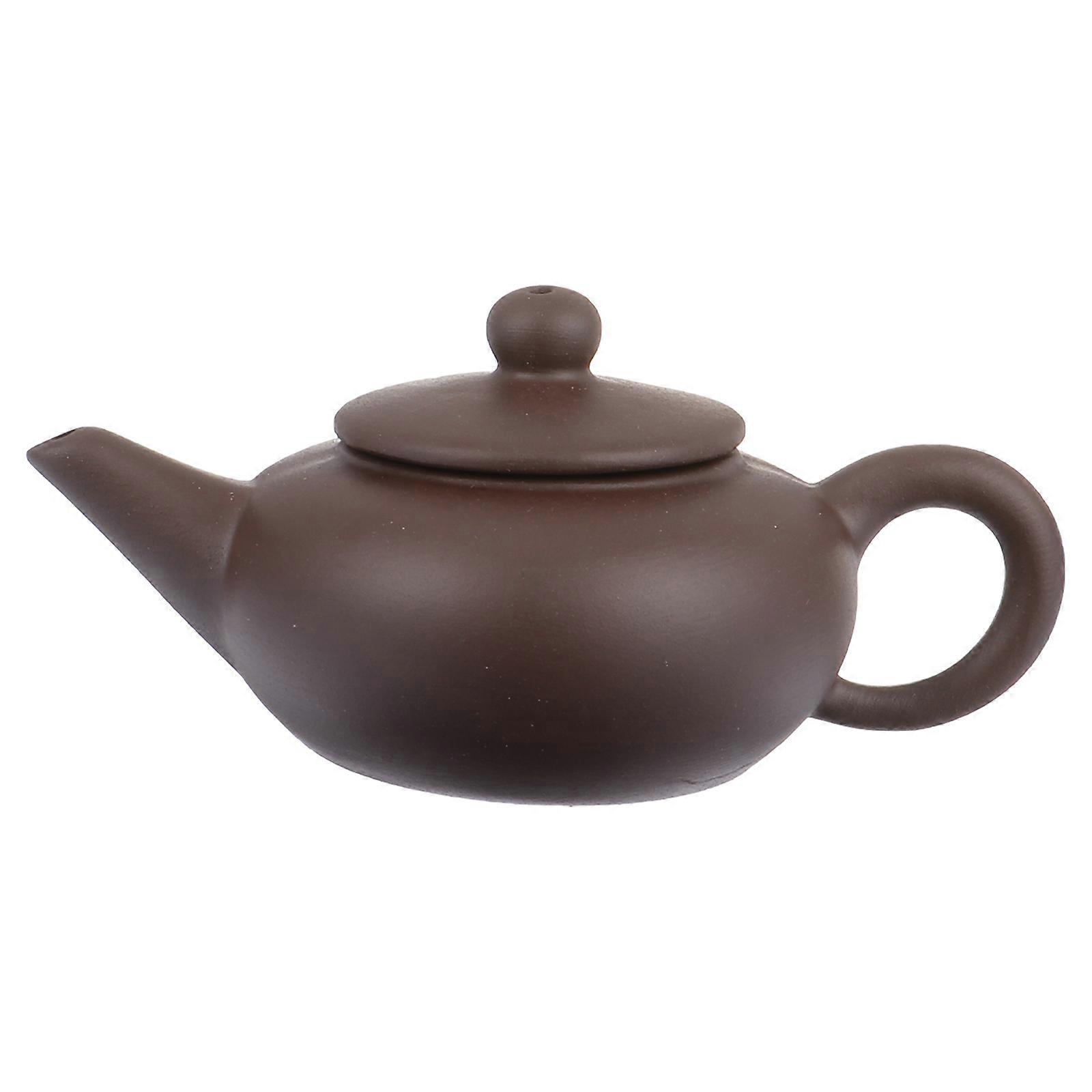 Elegant Teapot Ceramic Handmade for Home Use 5Pcs Retro Coffee Color