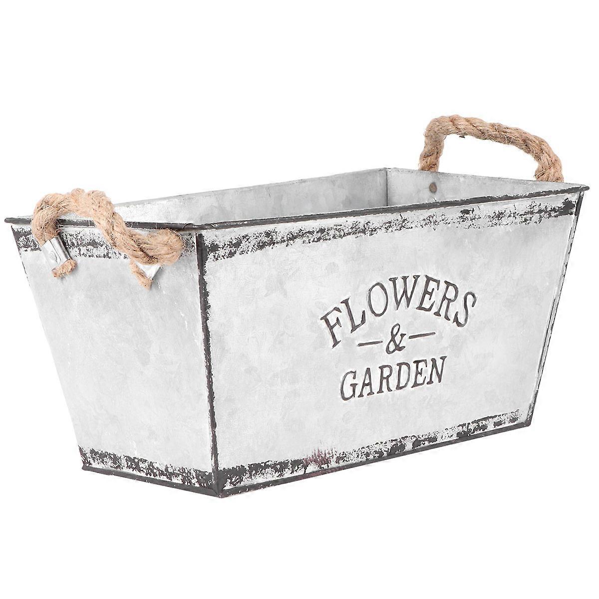 Flower Holder Bucket for Storage with Handle 3Pcs Silver Iron Set