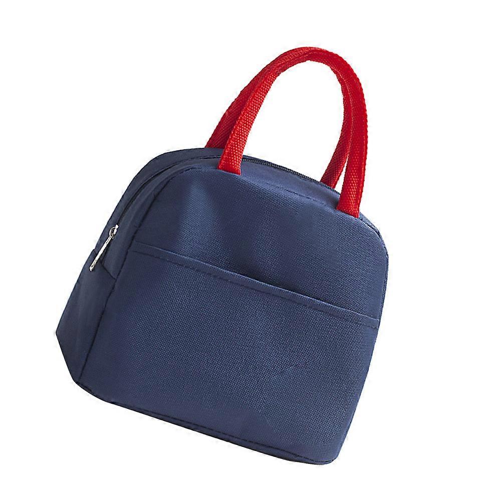 Portable Bento Pouch Navy Canvas Lunch Bag for Storage 1Pcs Simple