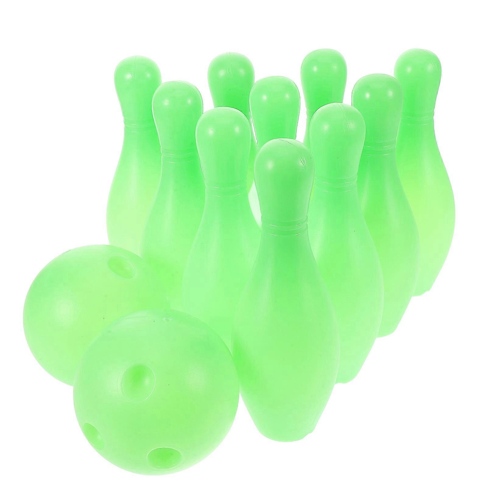 Light Green Mini Bowling Game Set For Toddlers Indoor Fun And Family Entertainment 2 Sets With Easy Grip Bowling Balls