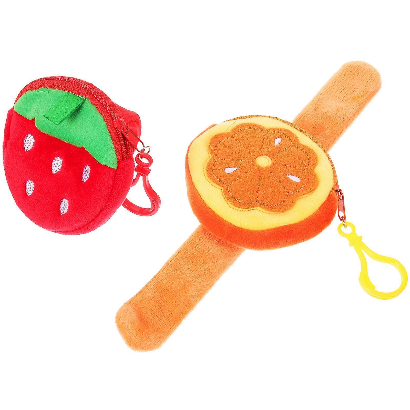 Fruit Slap Bracelets Plush Slap Band for Kids Use 2Pcs with Fruit Theme