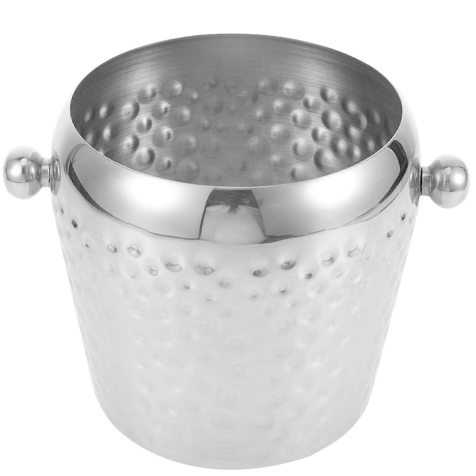 Handheld Ice Bucket Ice Cooler for Restaurants Stainless Steel 15.5x12.5cm Cooling Beer Storage Container 1Pack