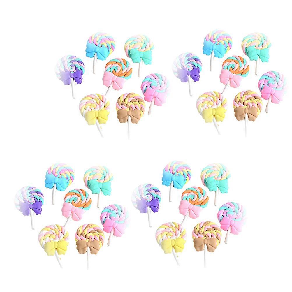 Pottery Bowknot Lollipop Phone Case Ornament for DIY Use 70Pcs Mixed Colors