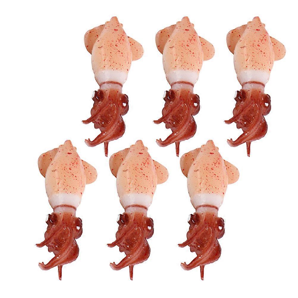 Lifelike Pretend Food Artificial Squid Model for Decoration 6Pcs Brown PVC