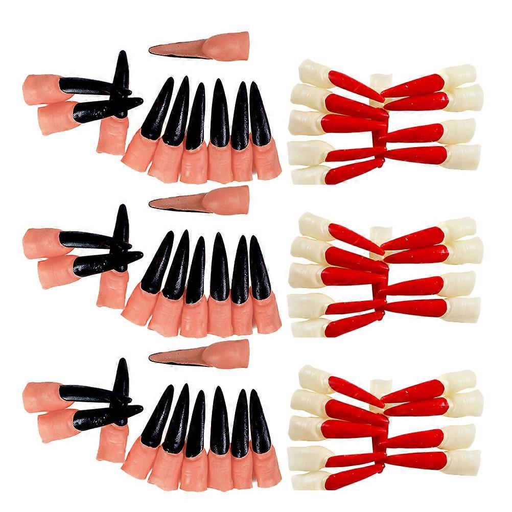 Trick Prop 120 Pcs Witch Finger Nails Assorted Color For Carnival And Halloween Celebration Easy To Wear For Everyone