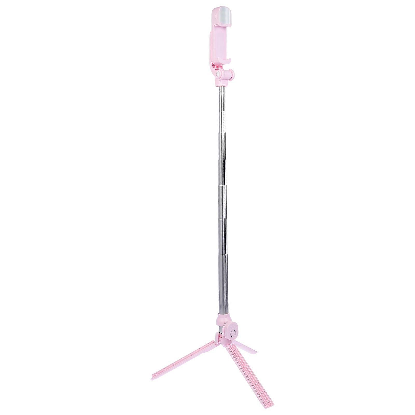 2Pcs Telescopic Selfie Stick Integrated Rod Fill Light Suitable For Friends Live Broadcasting Adjustable Position Pink