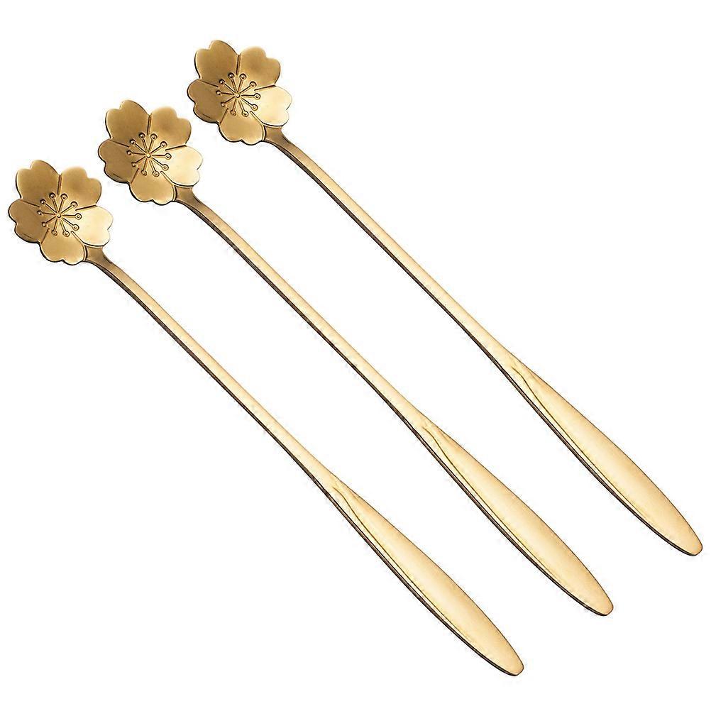 Stainless Steel Spoon for Mixing Drinks with Long Handle 9Pcs Golden