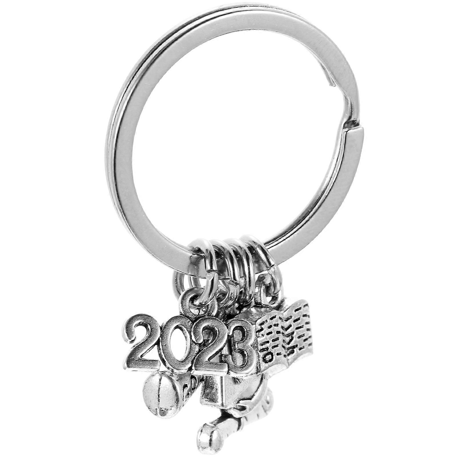 Graduation Key Ring Silver Pendant for Decoration 2Pcs Gift Set
