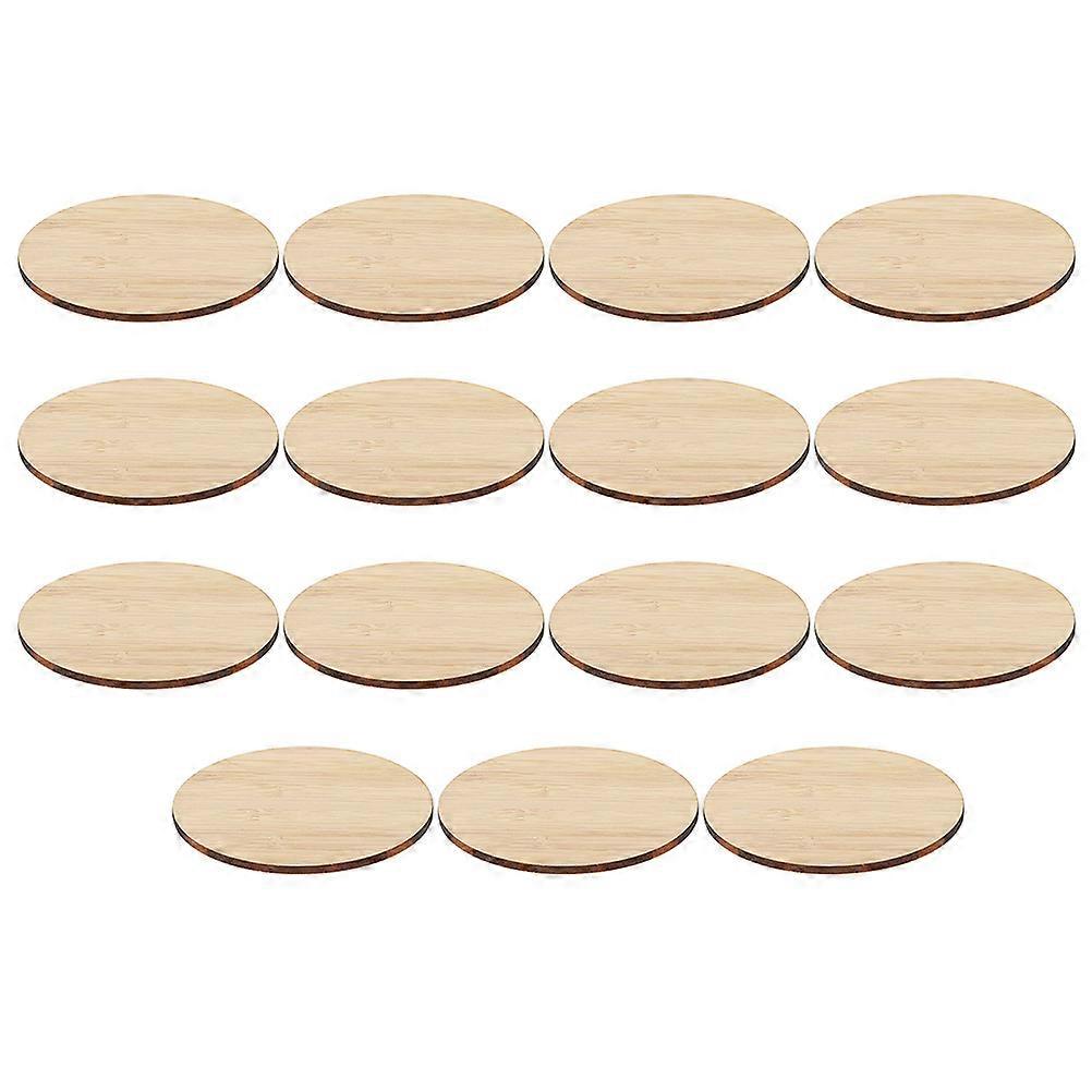 Practical Unfinished Circle DIY Painting Cutouts For Western Decor Classroom Projects 7X7X0.2CM Khaki Bamboo 15Pack