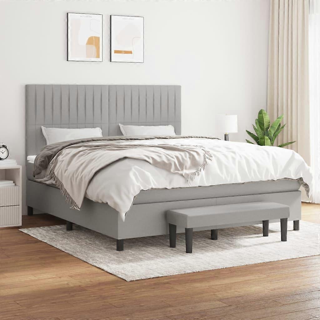 Boxspringbett mit Matratze Hellgrau 180x200 cm Stoff