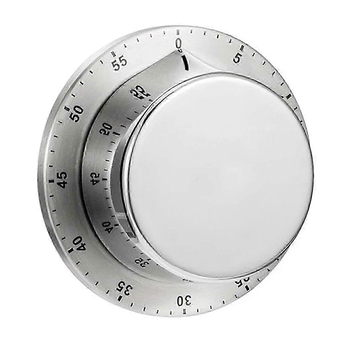 Kitchen Timer Mechanical Manual Stainless Steel with Magnetic Base Cooking Clock Countdown Study Fi