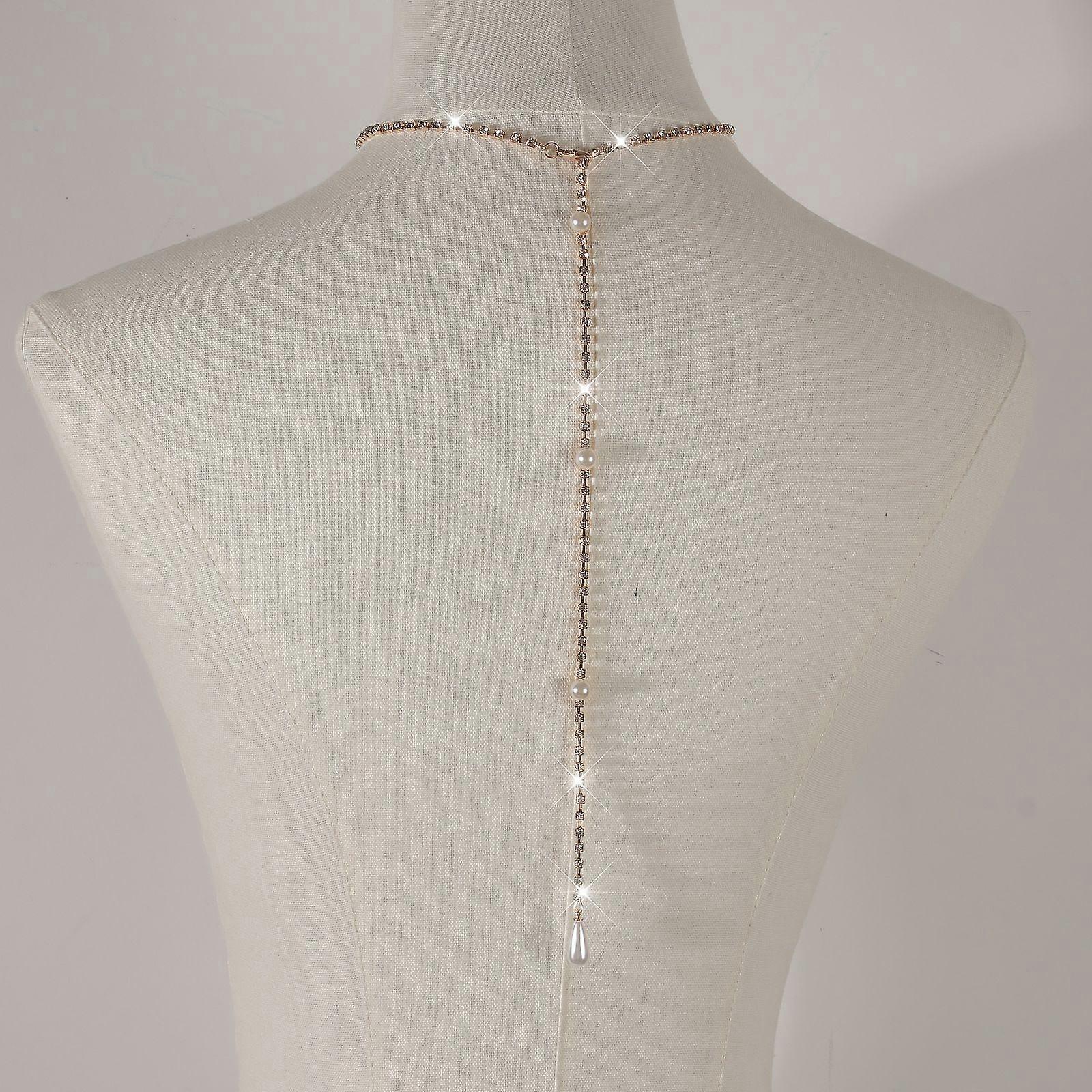 Corrente de corpo joia elegante e simples corrente de pérolas de strass ajustável