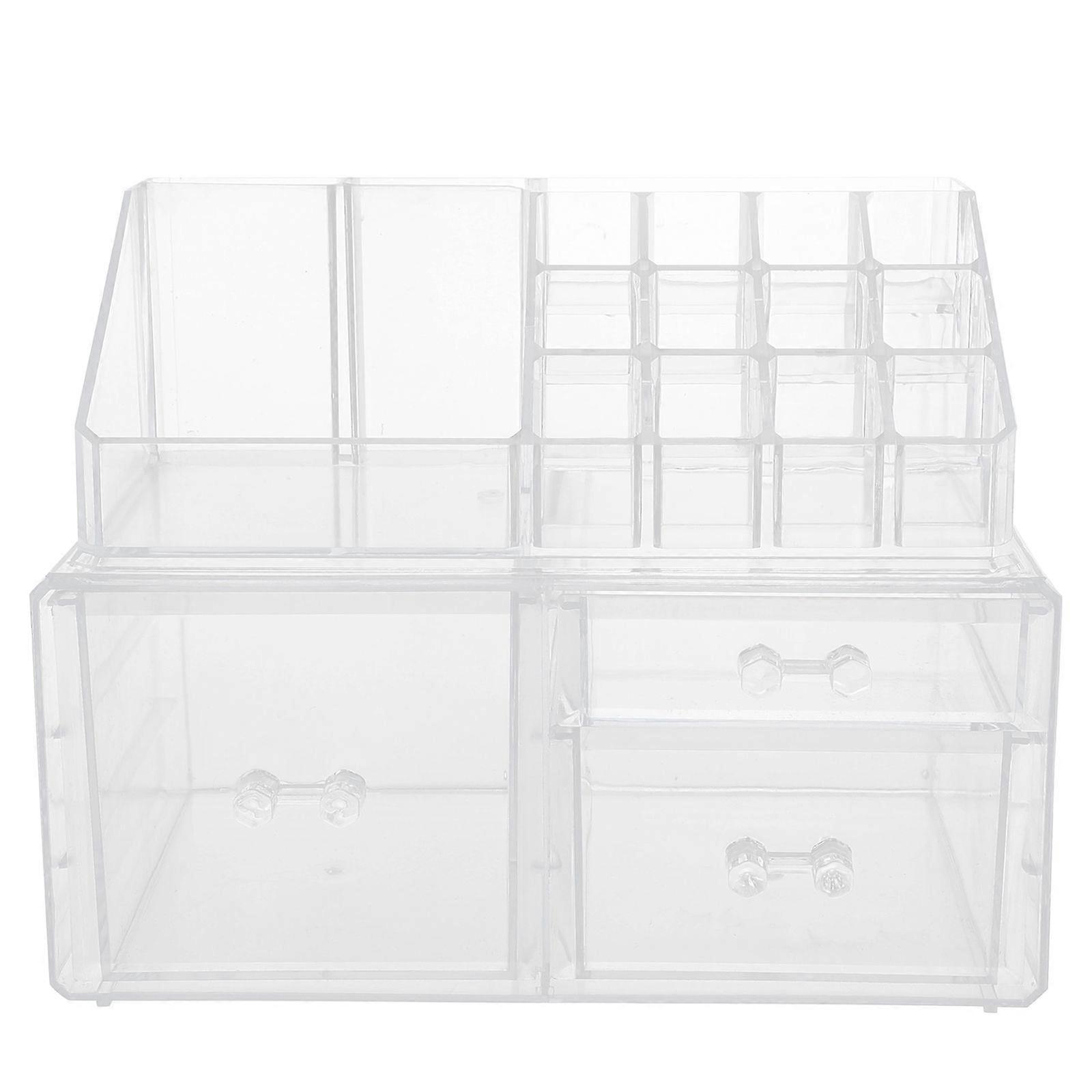 Compartment Storage Box Plastic Cosmetic Organizer for Desktop 2Pcs