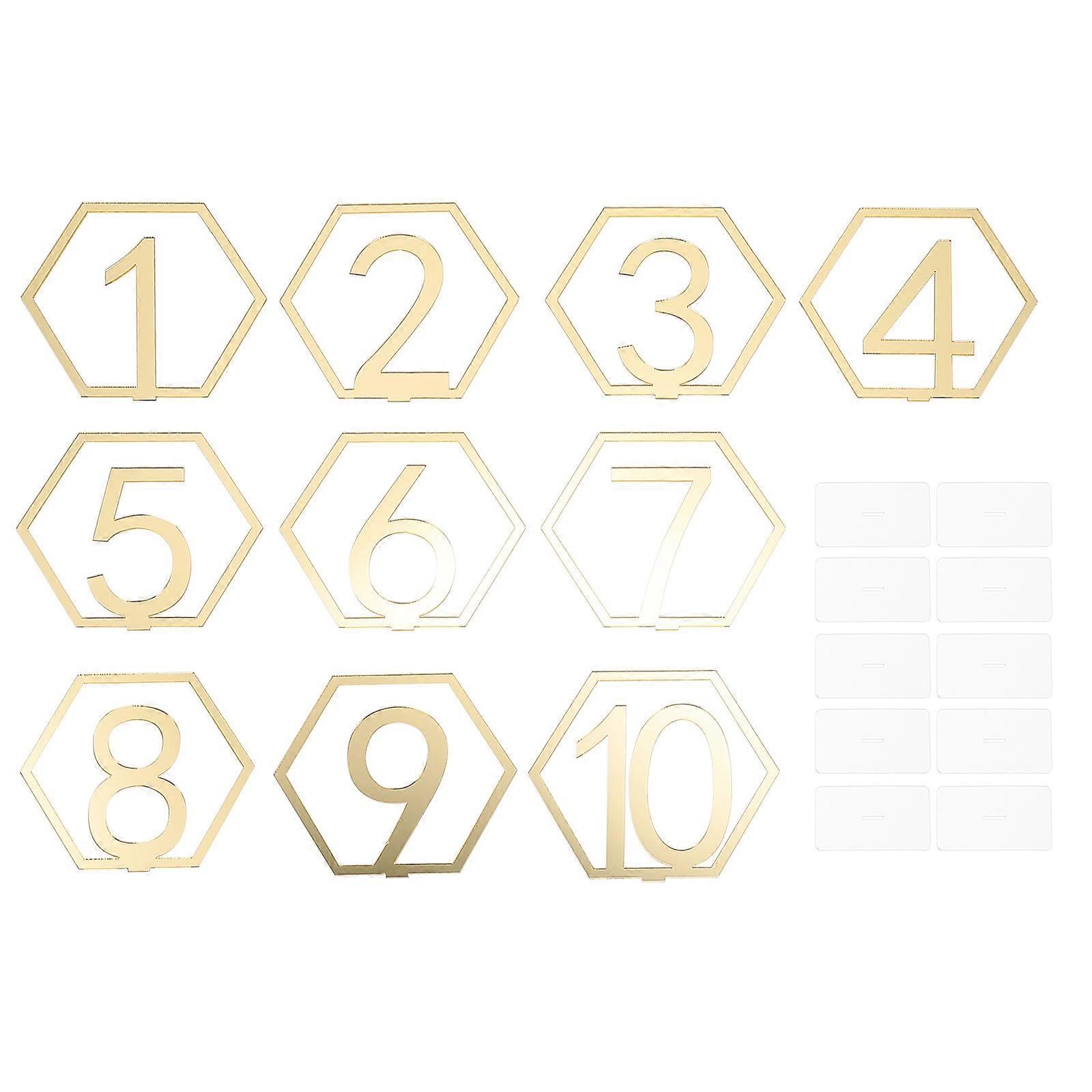 Hexagonal Table Numbers 20Pcs Marking Placeholders In Golden Color Perfect For Weddings And Special Events Decor