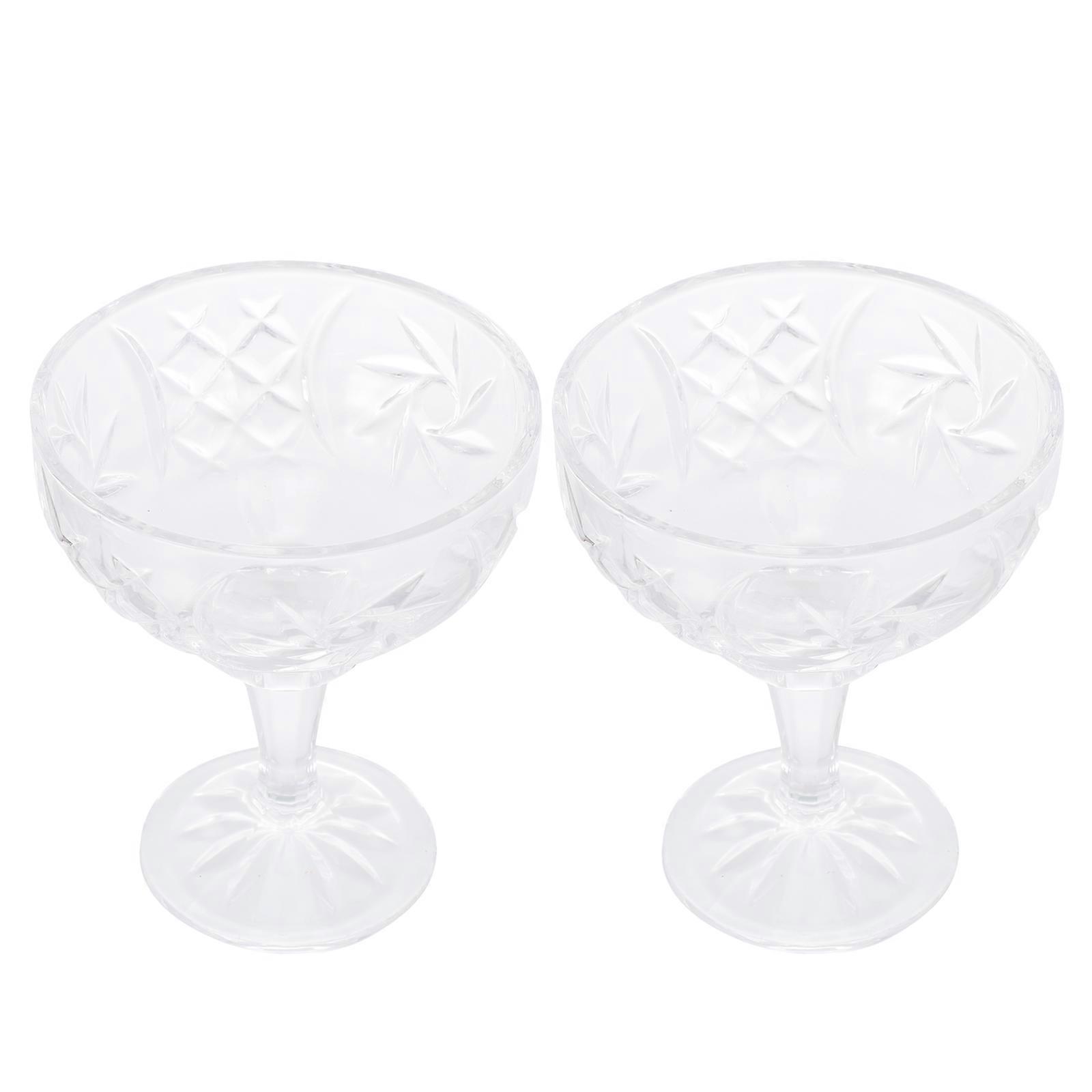 Glass Goblets Dessert Cups for Ice Cream Serving 2Pcs Transparent Drinking Cups