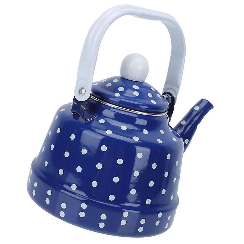 Retro Kettle Enamel Water Pot Hotel Cool Handle Design Serving Hot Beverages 14X14X21CM 1Pack