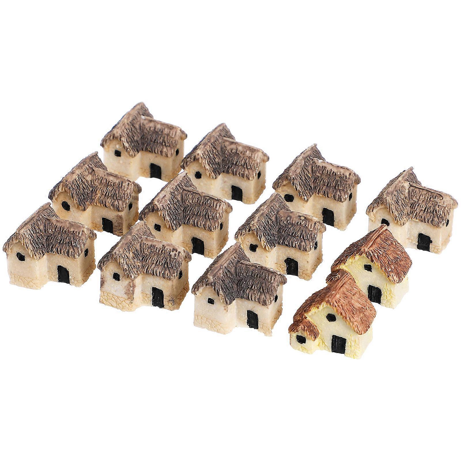 Mini Home Resin House Shaped Ornament for Decoration 48Pcs Set