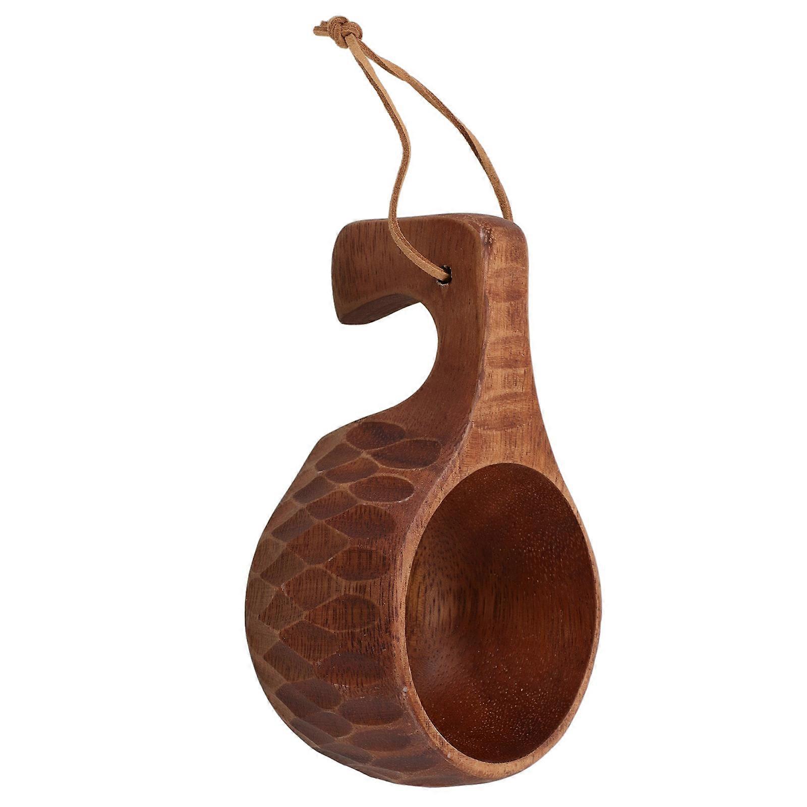 Rustic Drinking Mug Wood 240ml For Home Use Stylish Handle Design Brown 1Pcs