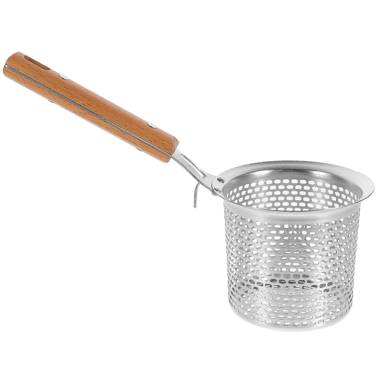 Food Strainers For Kitchen Noodle Strainer Stainless Steel Pasta Strainer With Handle Round Mesh Fine Design 1Set
