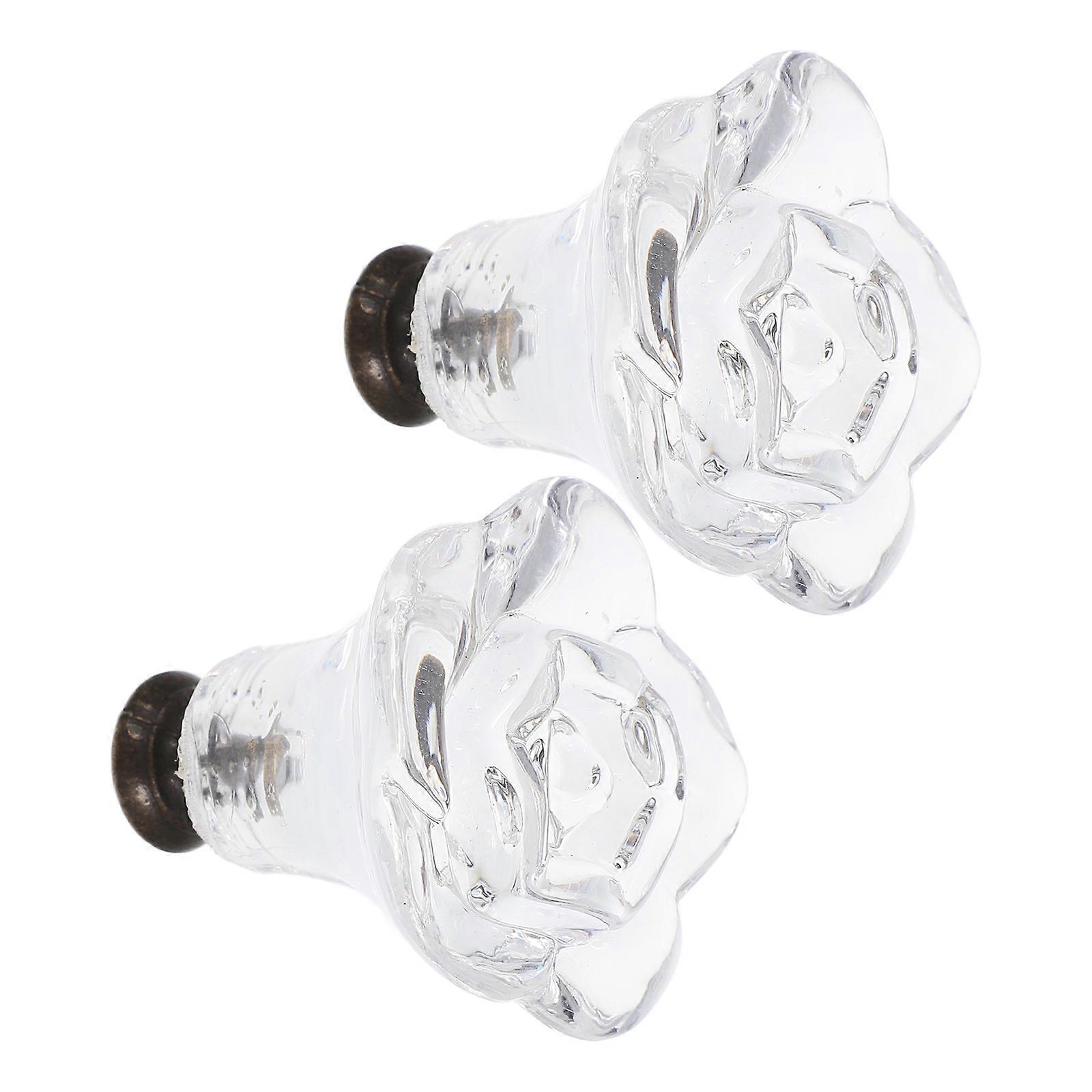 Clear Crystal Flower Shape Cabinet Knobs Acrylic Door Handle for Home Use 2Pcs