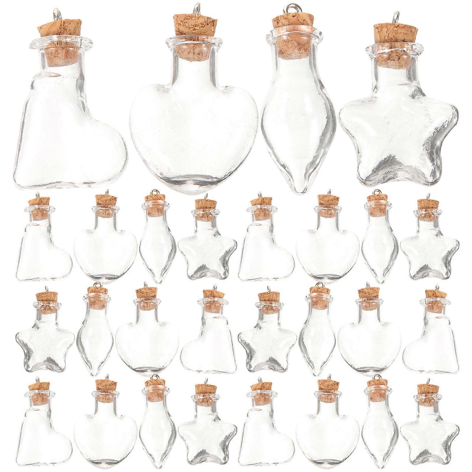 Glass Wishing Bottle Clear Storage Bottle with 20Pcs for Home Use