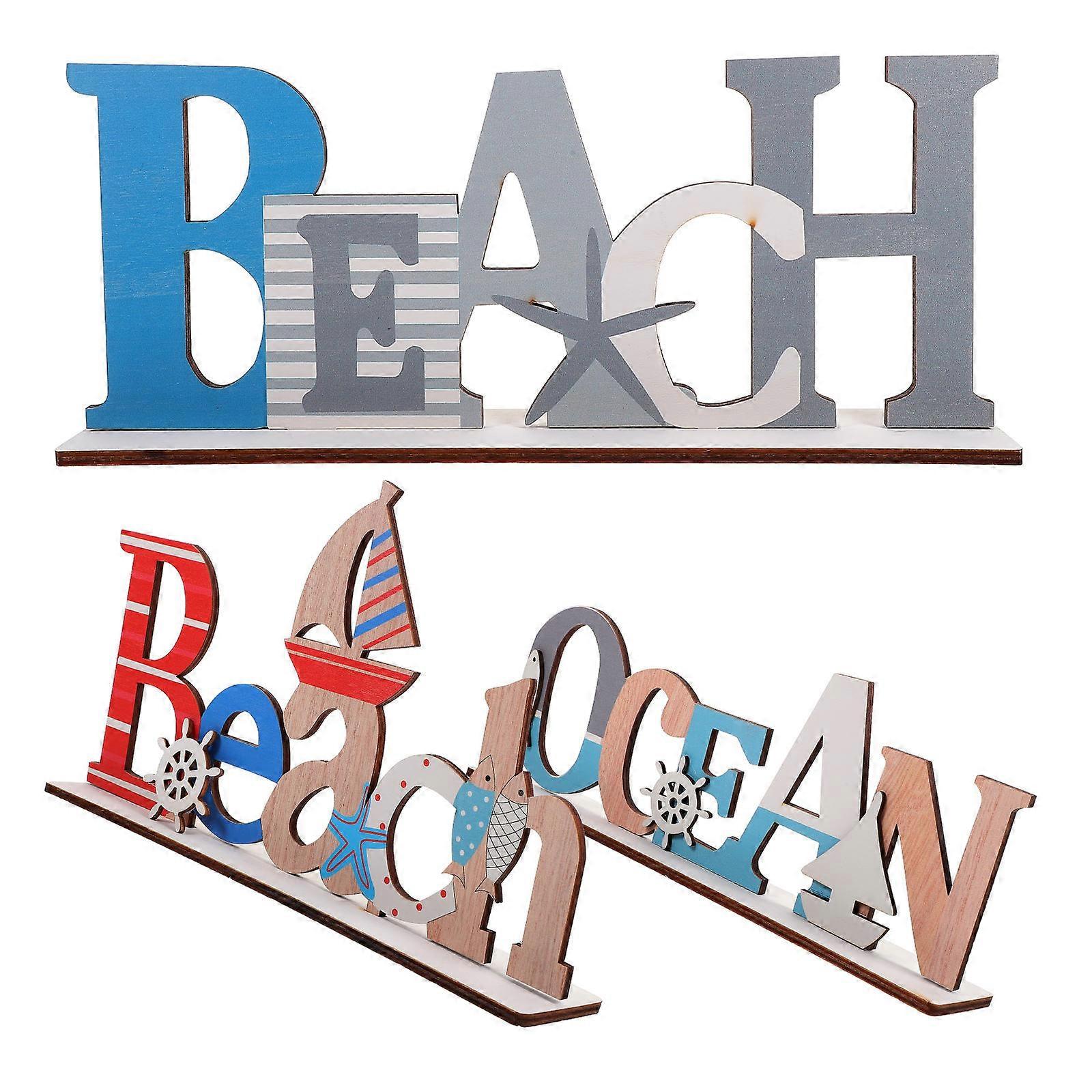 Beach Theme Wooden Ocean Table Sign for Decor 9Pcs Collection
