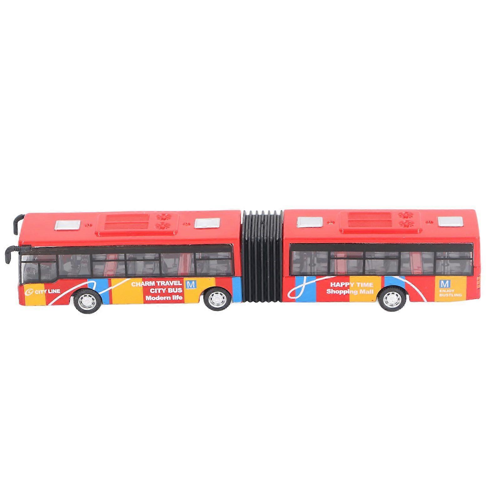 Pull Back Alloy Bus Extended Length Full Function Solid Structure Educational Alloy Bus Vehicle Model Toy Red
