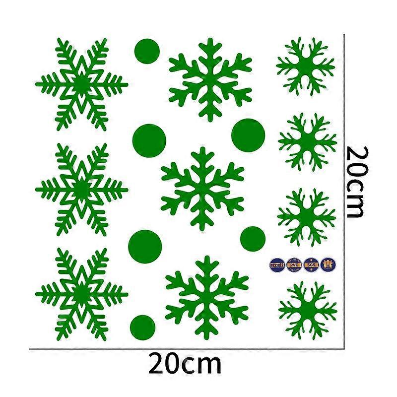 Christmas Snowflake Stickers Red Blue Snowflake Window Stickers New Year Decorations Static Snowflake Glass Door Stickers PJ22012 Green (Size 20*20cm)