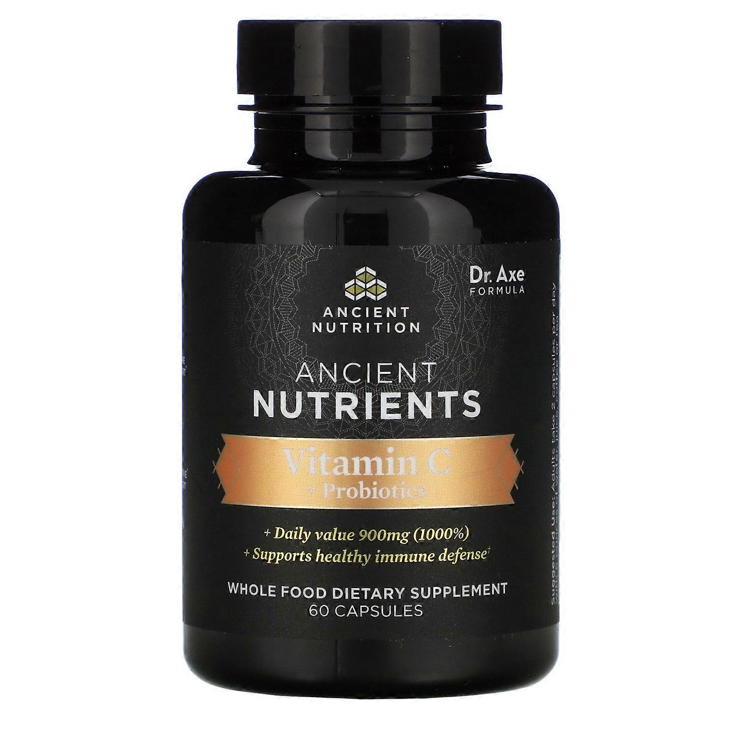 Dr. Axe / Ancient Nutrition, Ancient Nutrients, Vitamin C + Probiotics, 60 Capsu