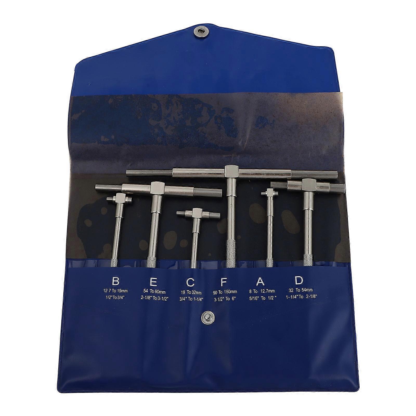 T-Bore Hole Gauges Precision Gage for Gauging Use 6Pcs Stainless Steel Kit