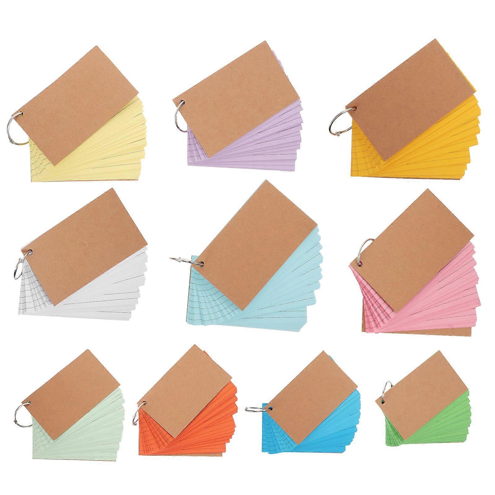 Double-Sided Index Cards with Rings for Work 10Pcs Paper Cover Flashcards