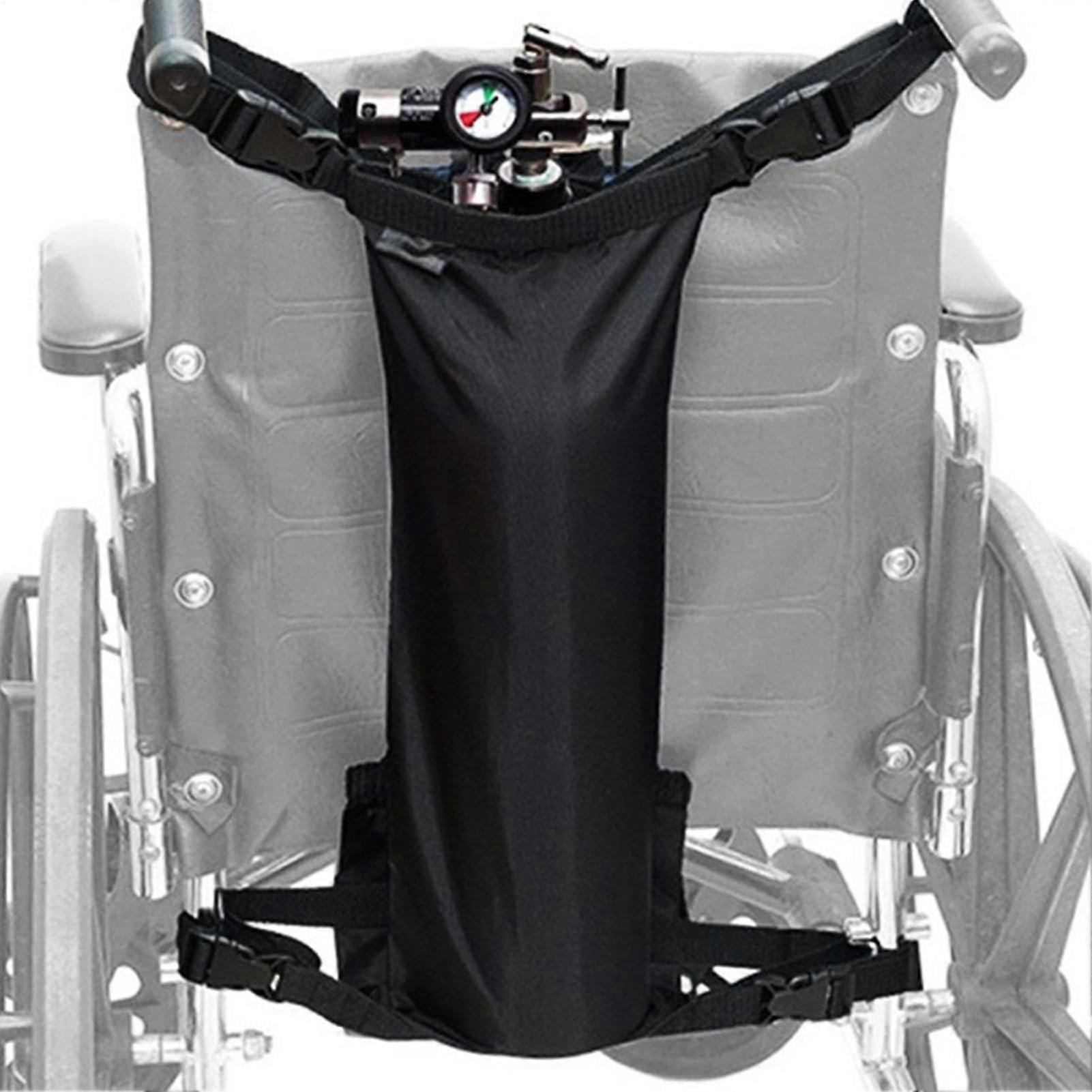 Adjustable oxygen tank backpack for wheelchairs