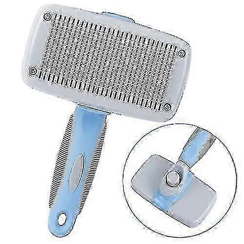 Dog brush self cleaning slicker brush blue & grey