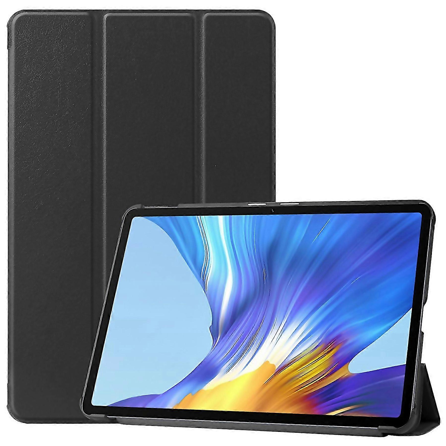 For Huawei Matepad 104 Custer Pattern Pure Color Tablet Horizontal Flip Leather Case With Threefoldi
