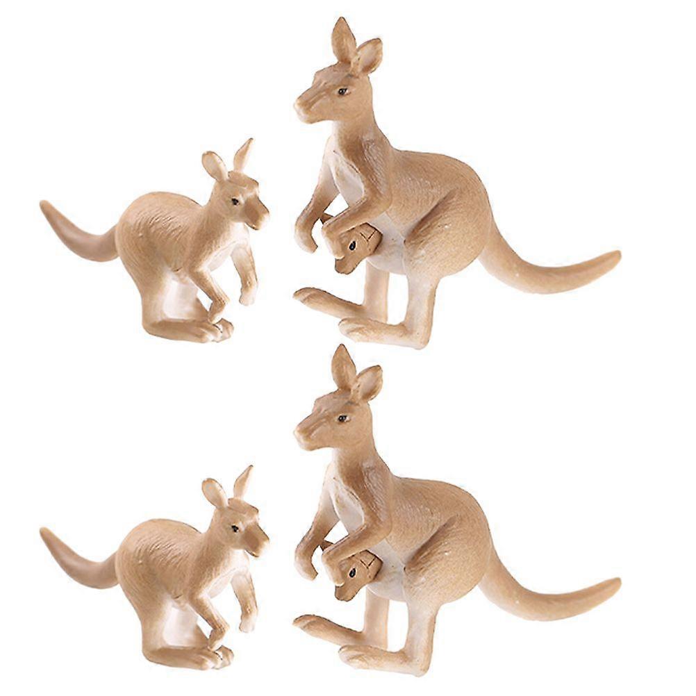 4Pcs  Tiny Kangaroo Ornament Micro Landscape Kangaroo Mini Kangaroo Figurines
