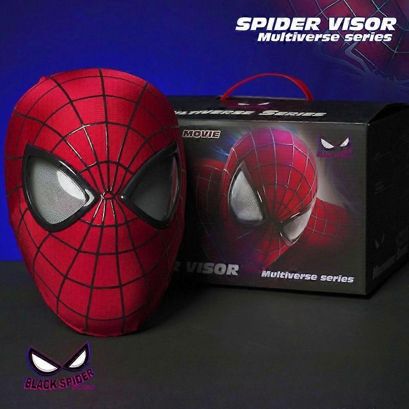 Spider Hero Mask with LED Light Moving Eyes, Ring Remote Control, Realistic Full