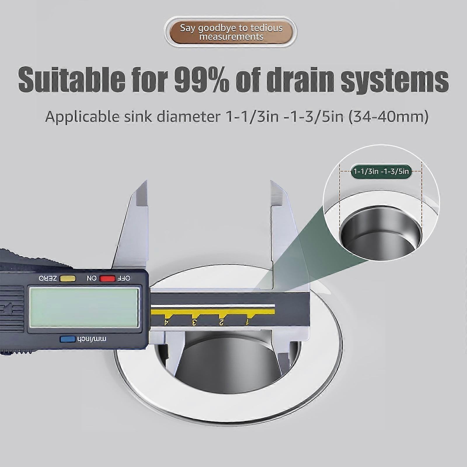 FUYGRCJ 2PCS Bathroom Sink Stopper Filter Basket, Anti-Clog Pop Up Strainer, Brass Core & 304 Stainless Steel, compatible with 1.26-1.57inch Hole