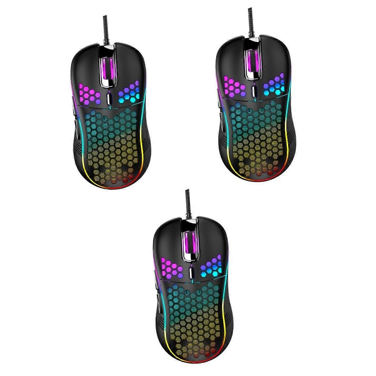 Wired Glare Mouse, 12.6 x 6.7 cm, Plastic, USB, Black, 3Piece Set