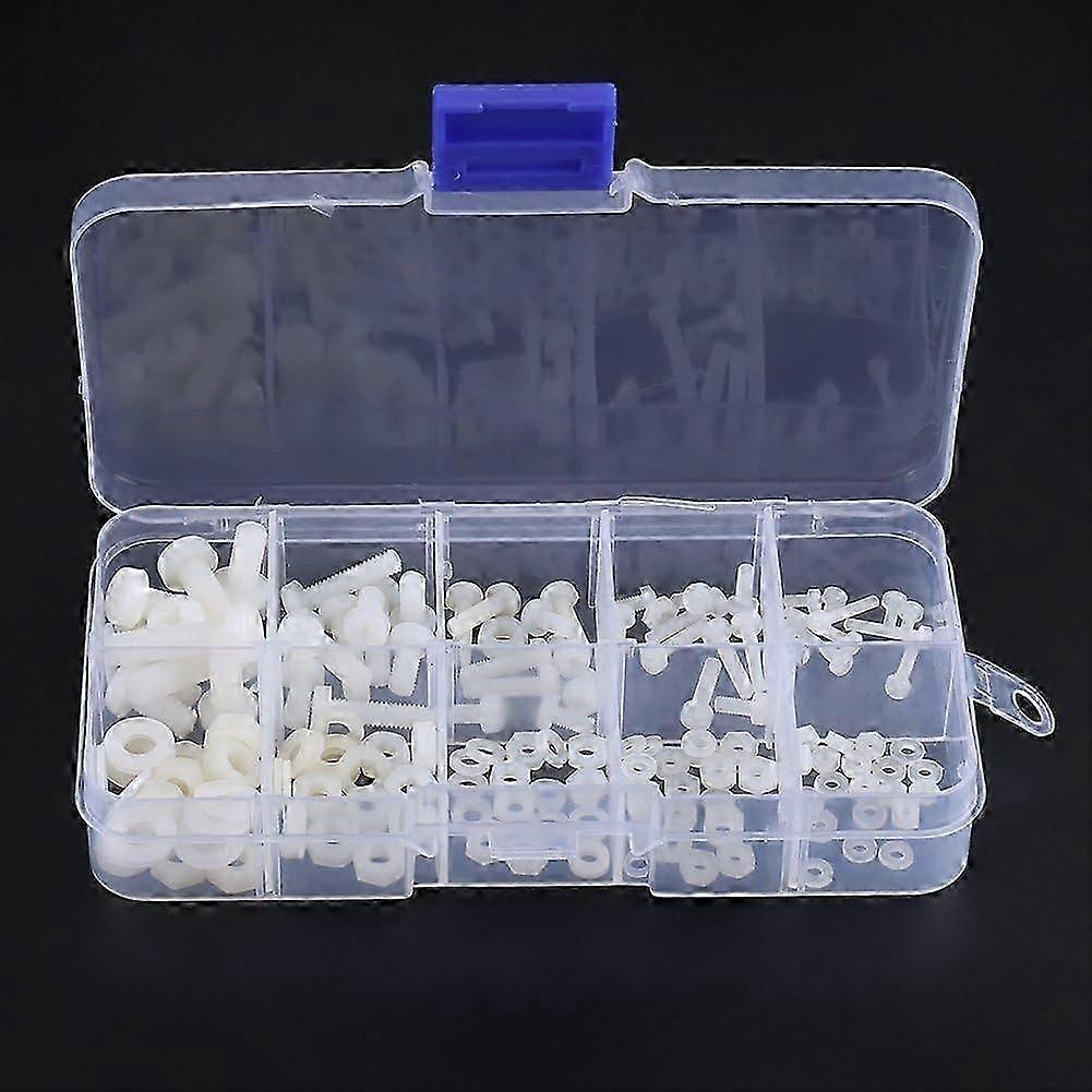 Assorted White Nylon Screws Kit - M2 M2.5 M3 M4 M5 Sizes